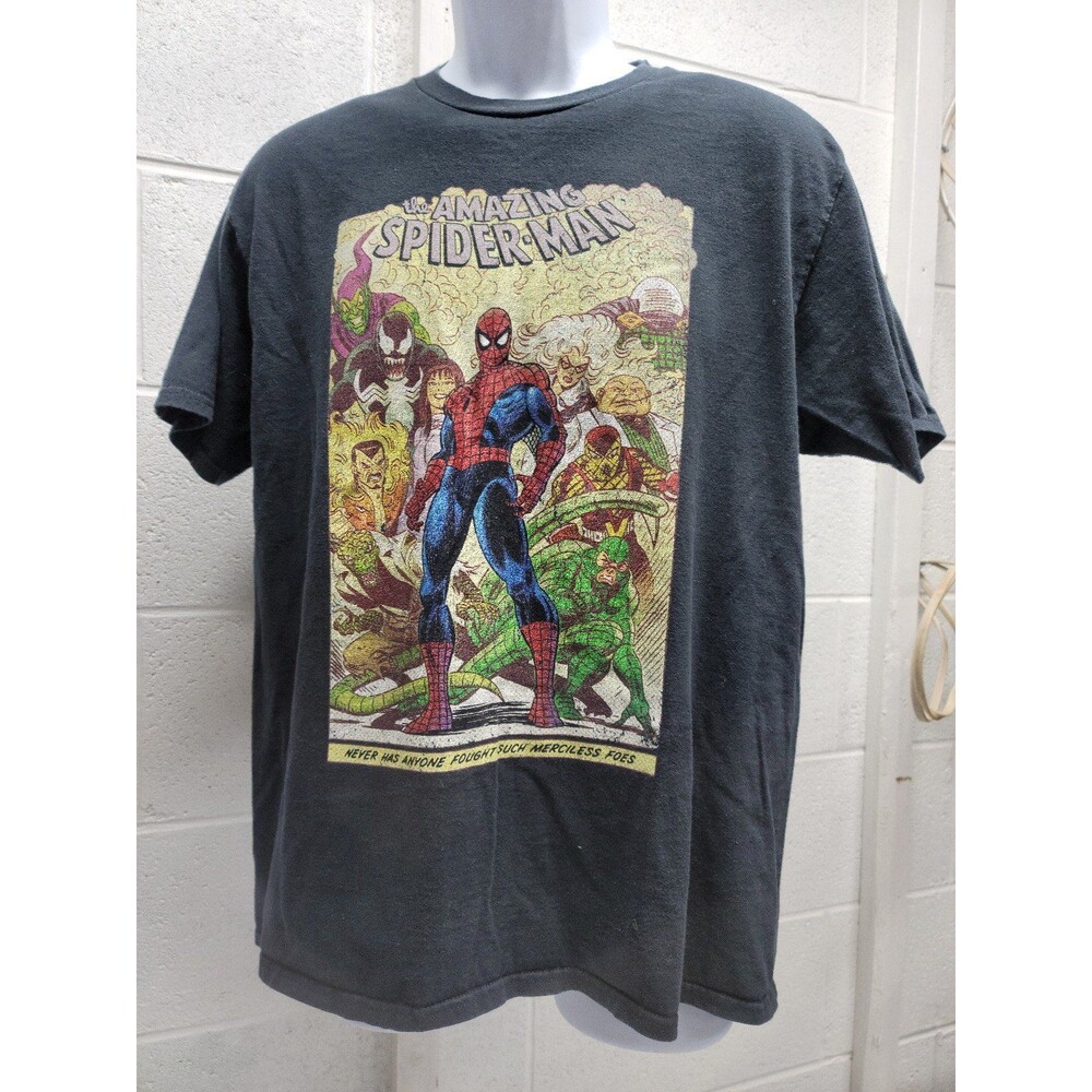 Marvel Comics Men's Paint Splatter Marvel Logo and Spiderman  T-Shirt
